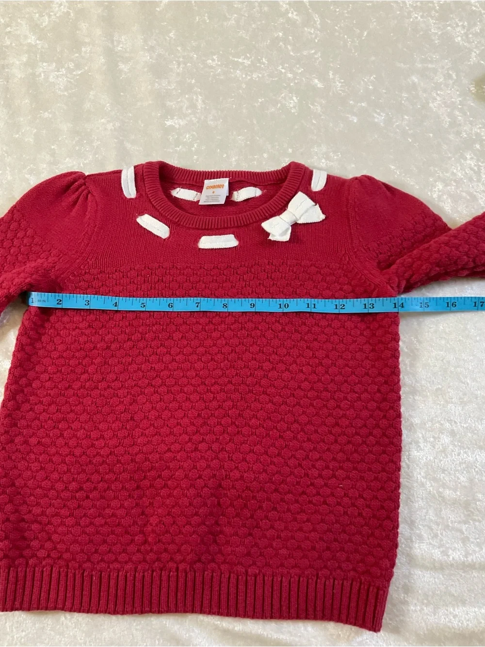 Gymboree Red Knit Sweater with White Bow Trim Size 6